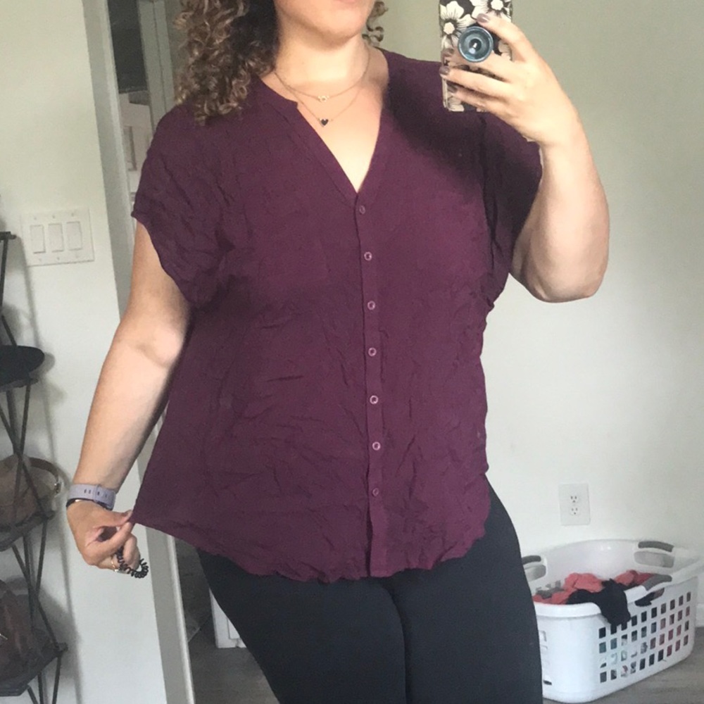 Torrid size 2 button down purple short sleeve  blouse